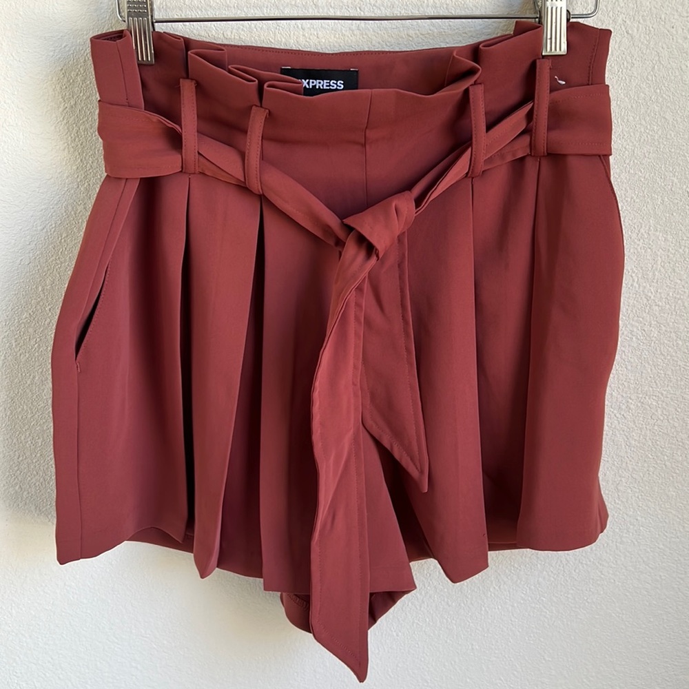 Extreme high rise paper bag shorts